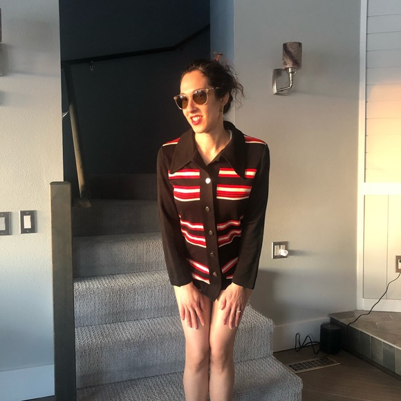 Vintage Fire Islander Jacket Med Red Stripe 70’s - Picture 2 of 7